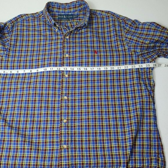 Ralph Lauren Custom Fit Blue Plaid Flannel Shirt - Picture 6 of 8